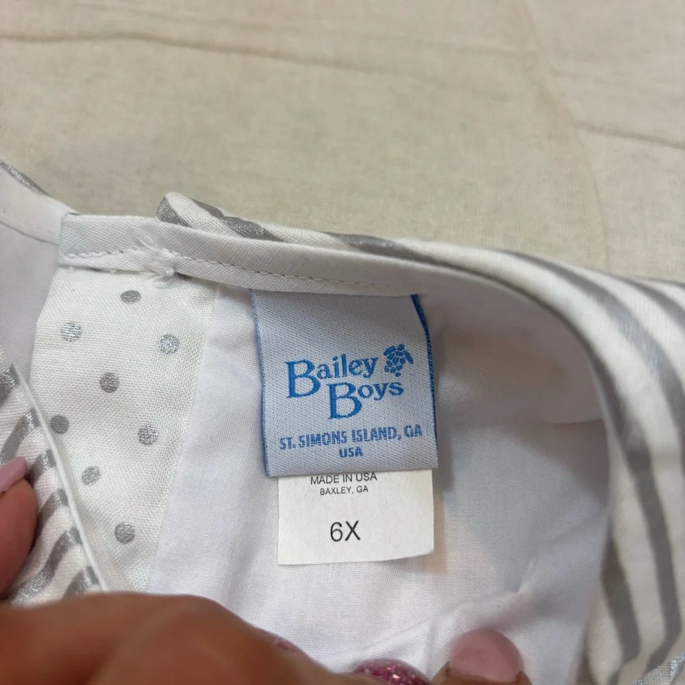 Girl’s The Bailey Boys Collared‎ Silver and White Sleeveless Dress Size 6X